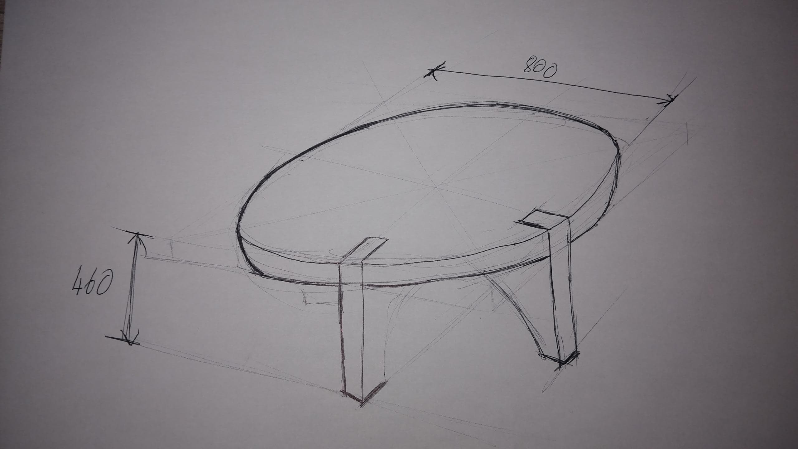 Initial table sketch on paper